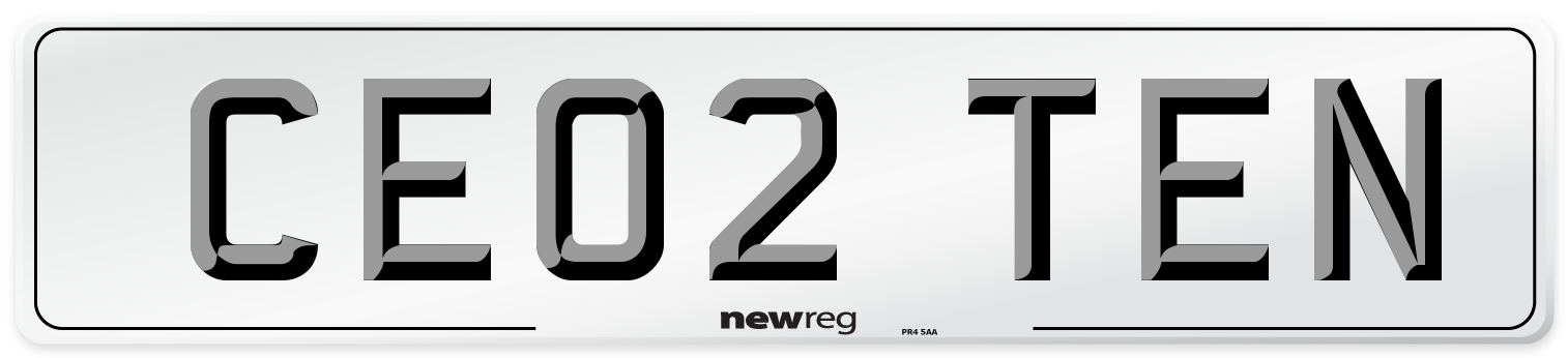 CE02 TEN Number Plate from New Reg
